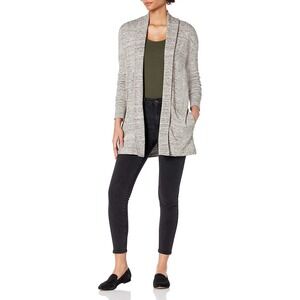 Daily Ritual Women's Supersoft Terry Relaxed-Fit Open Sweatshirt Small Gray